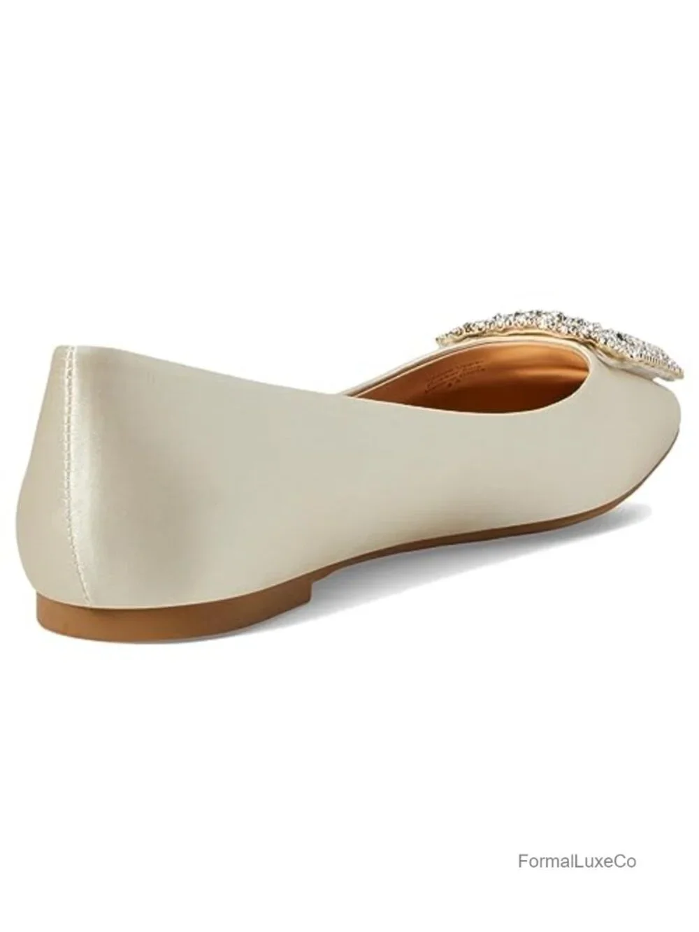 Ivory Ballet Flats with Breathable Leather Lining, Round Toe, Pull-On Closure